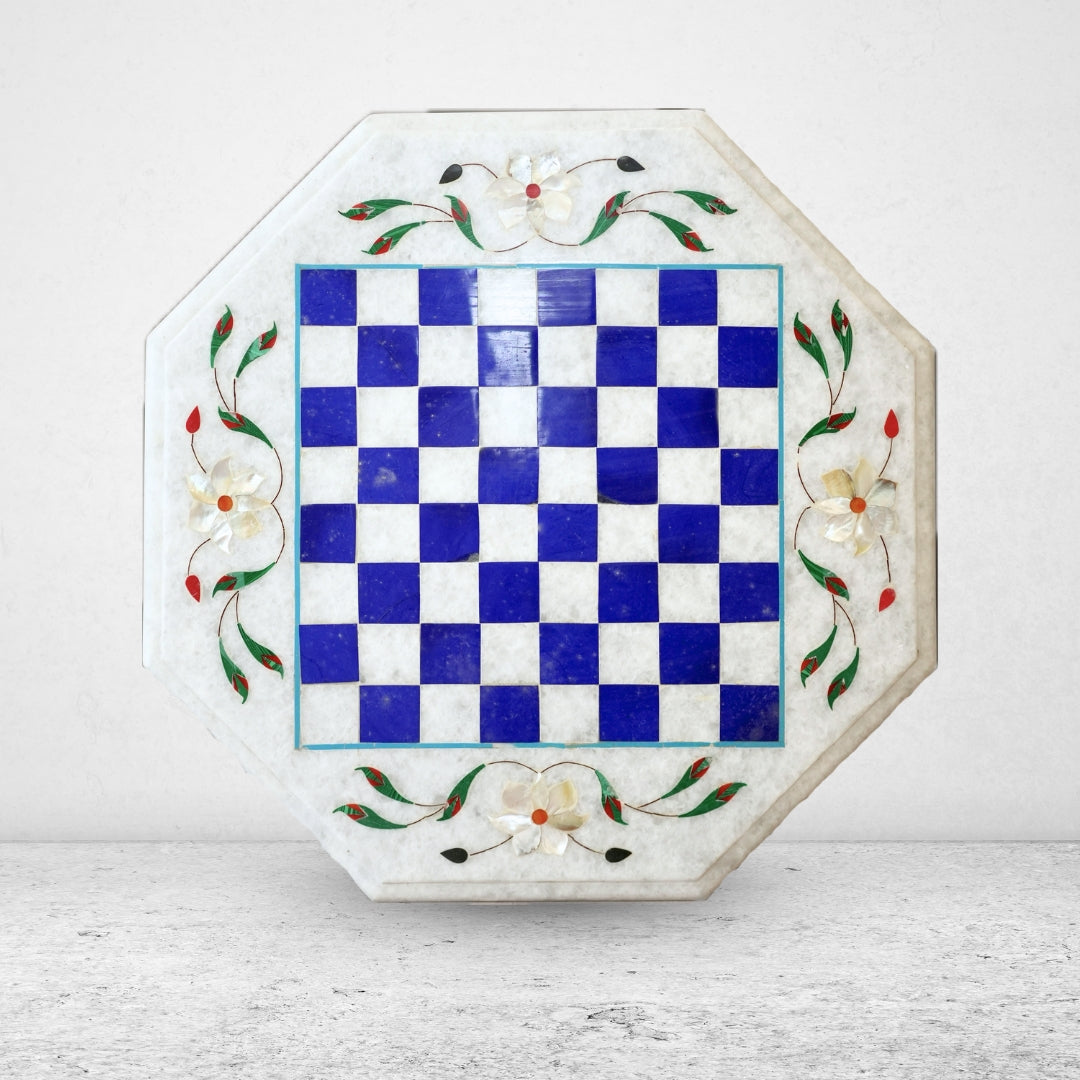 Premium Marble Inlay Chess Table (21 x 21 Inch)