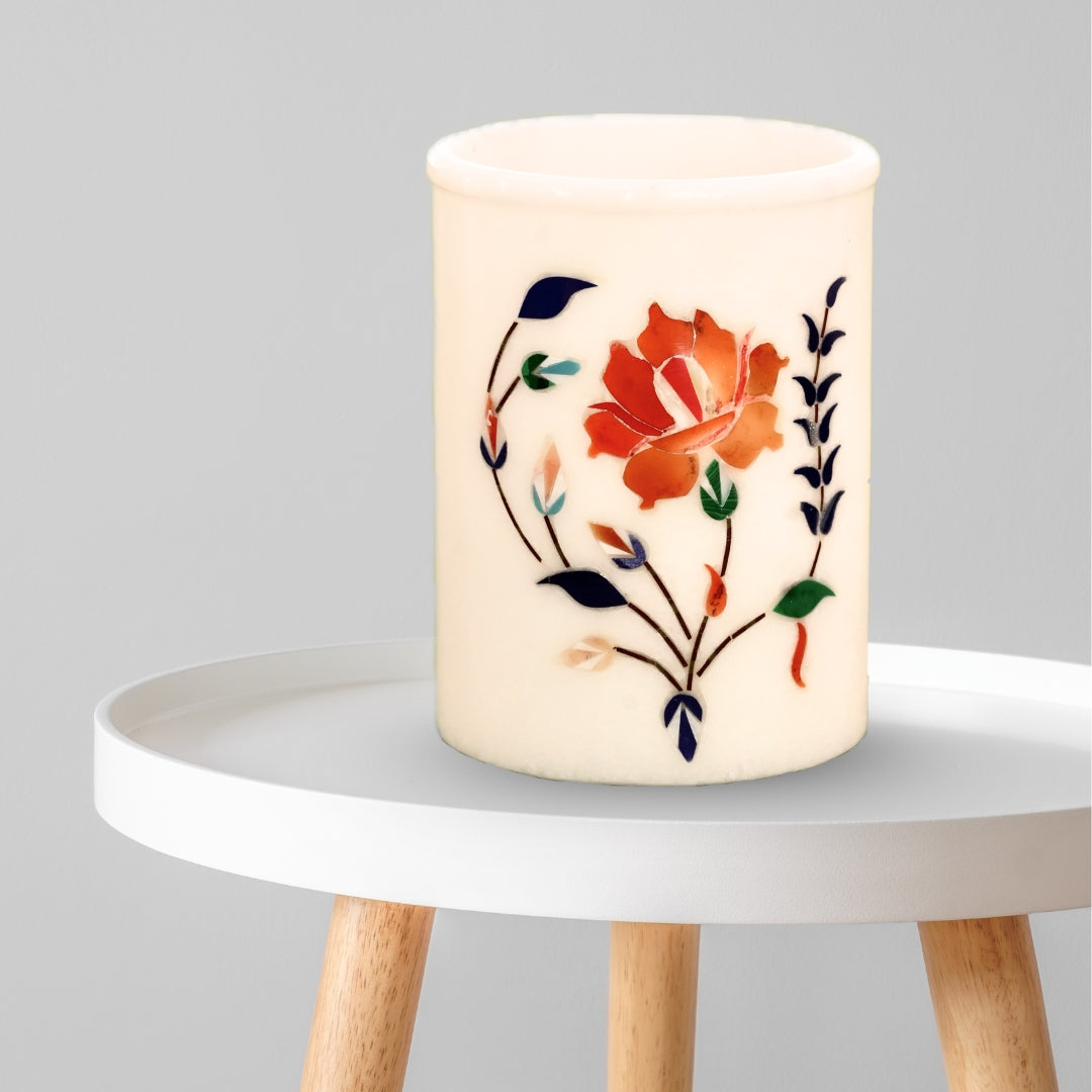 Blue Stone Inlay Marble Glass