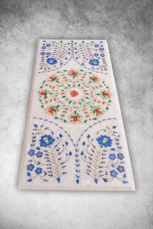 Handmade Rectangular Inlay Marble Tabletop – A Masterpiece of Royal Elegance (2 x 1 Feet)