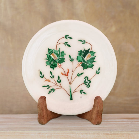 Marble Decorative Plate with Intricate Inlay Craftsmanship