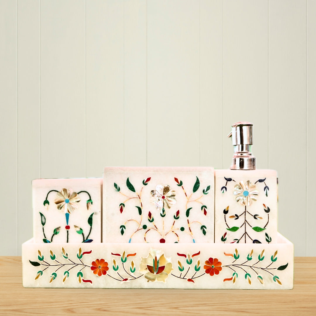 Turquoise Gemstone Washroom Set (5 Pc Premium)