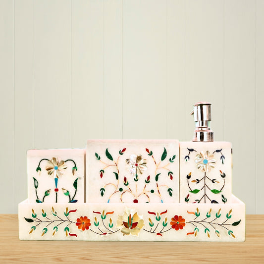 Turquoise Gemstone Washroom Set (5 Pc Premium)