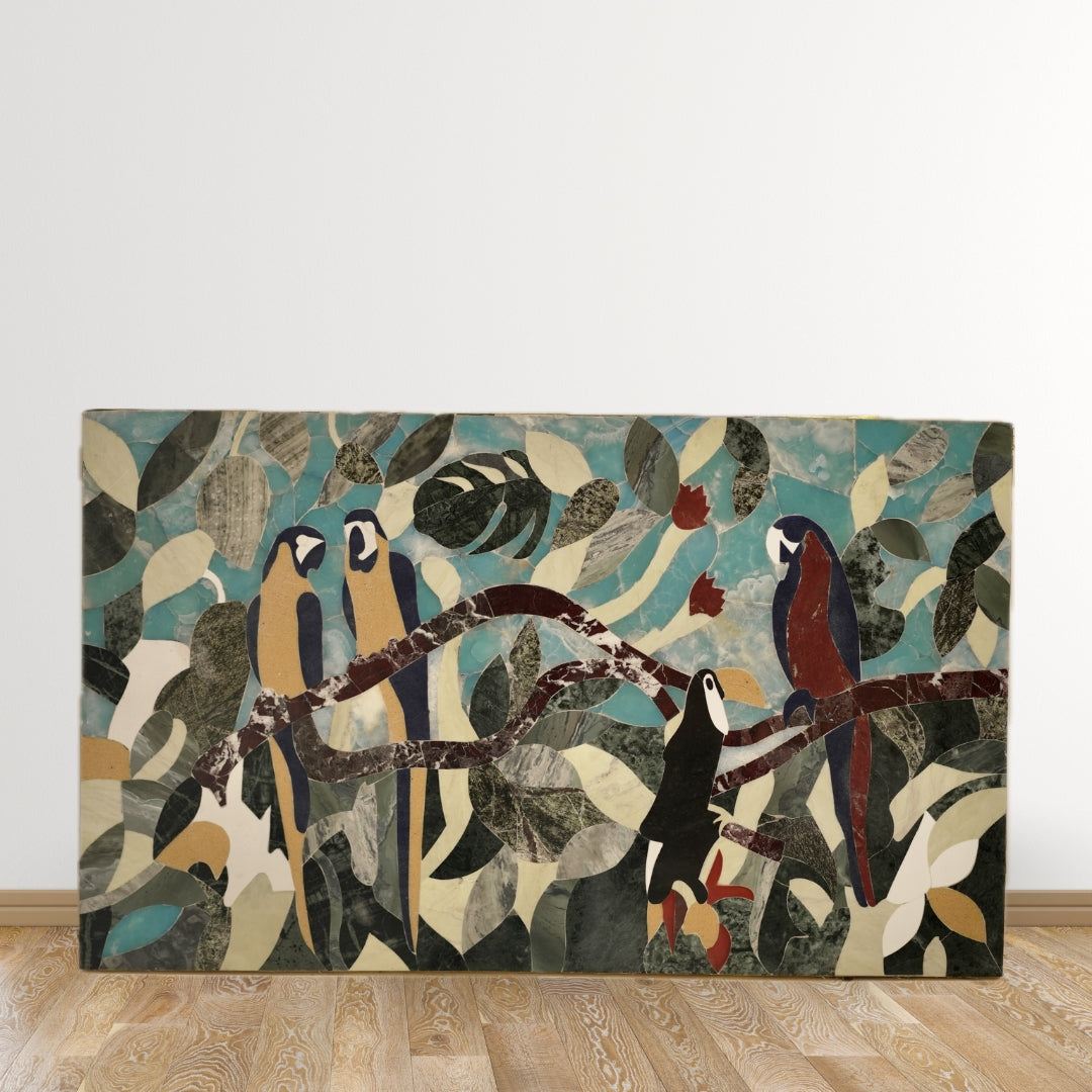 Wooden Well Panel with Jasper & Lapis Lazuli Inlay Work