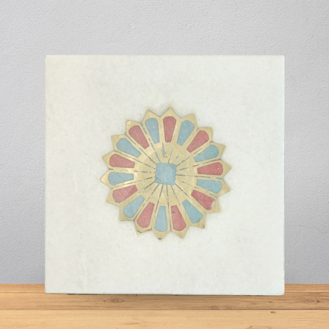 Luxury Gemstone Inlay Marble Floor Tile (6 x 6 Inch)