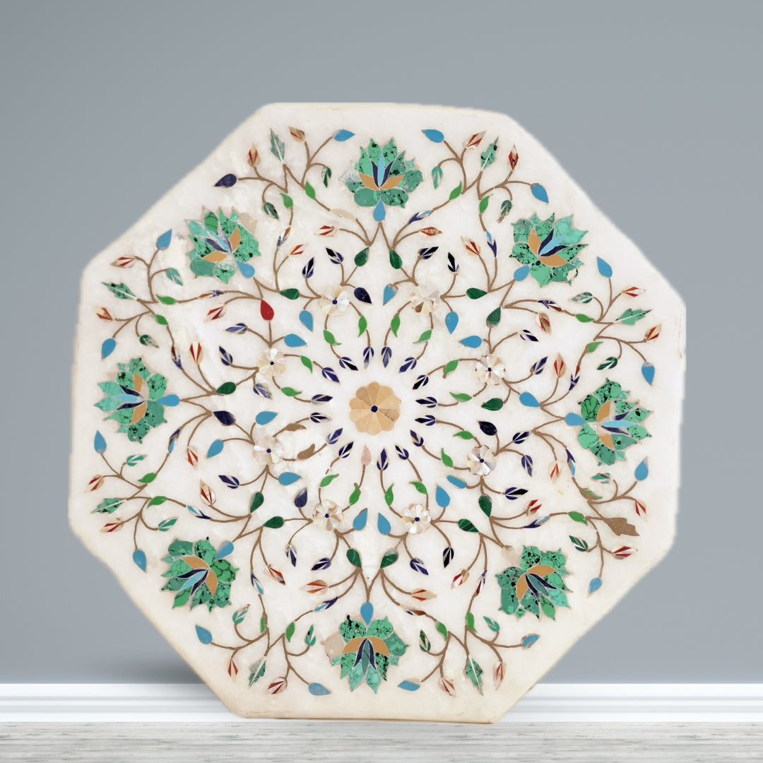 Handmade decorative marble tabletop with intricate artwork