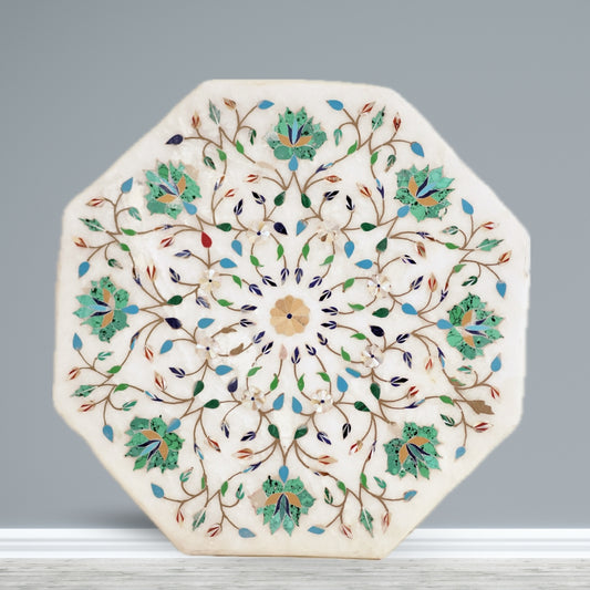 Handmade decorative marble tabletop with intricate artwork