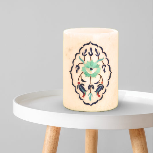 Traditional Pietra Dura Blue Stone Inlay Marble Glass