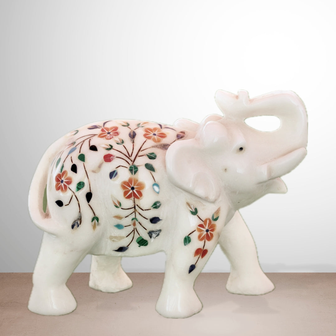 Handcrafted Inlay Marble Elephant (7L x 9C)
