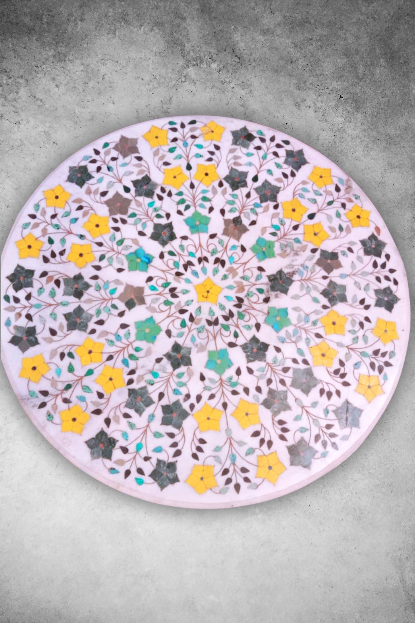 Handcrafted White Marble Inlay Table – A Timeless Masterpiece of Pietra Dura Art