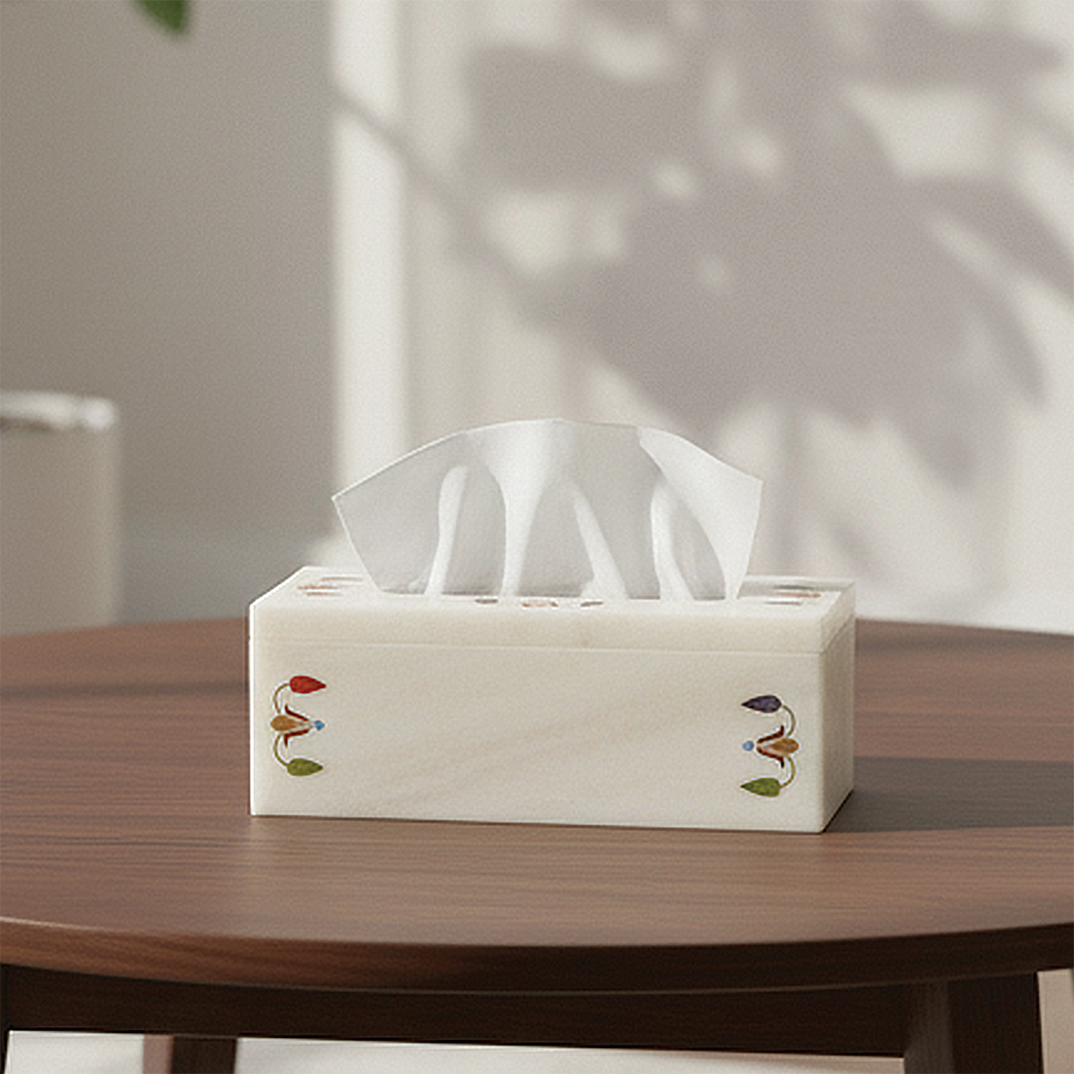 Marble Nepkin Stand with Gemstone Work