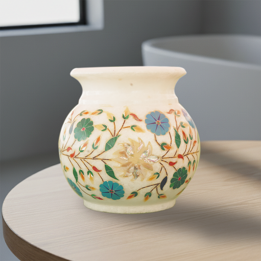 Marble Matki Decorative Inlay Piece