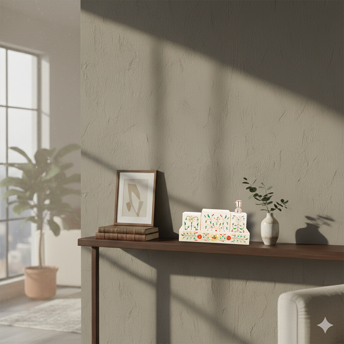 Turquoise Gemstone Washroom Set (5 Pc Premium)