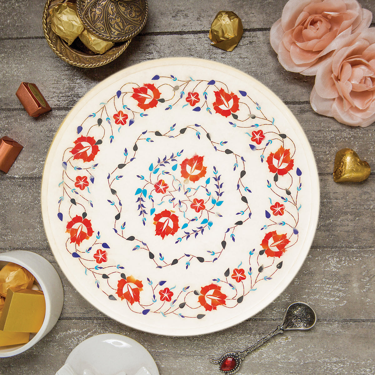 Unique marble table top with traditional craftsmanship