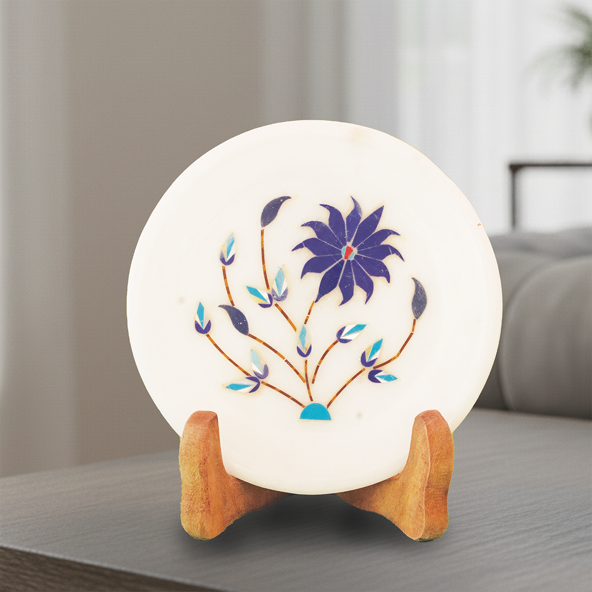 Handcrafted Marble Inlay Decorative Plate – 5x5 Inch