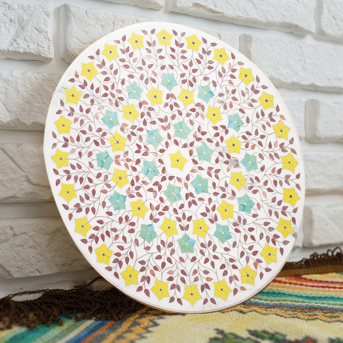 Premium marble table top decorated with traditional inlay art