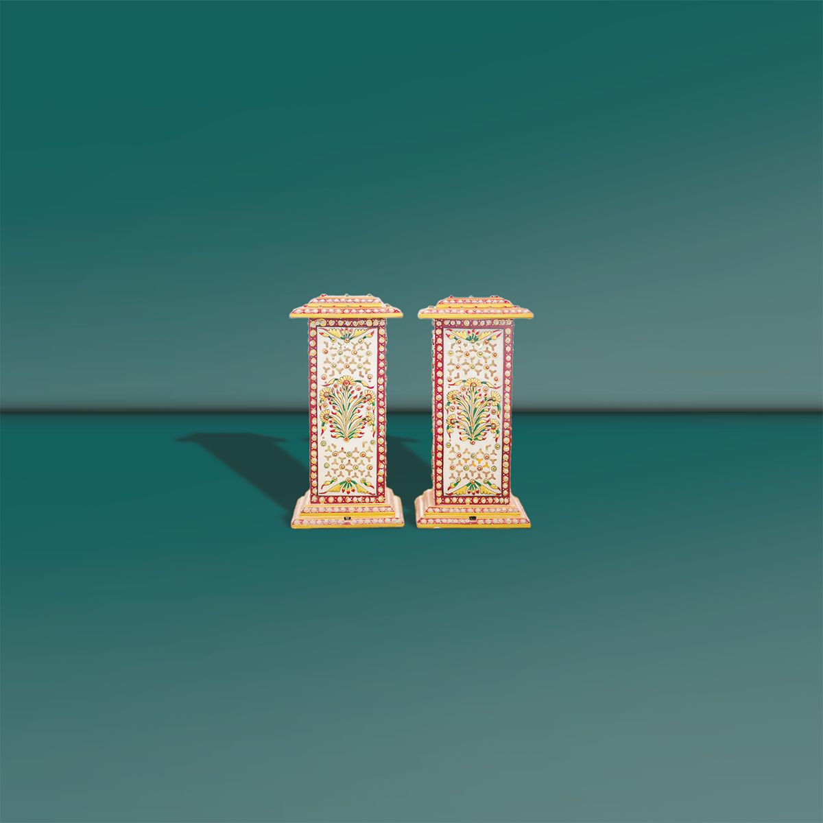 Designer Hand-Painted Marble Lamp Set