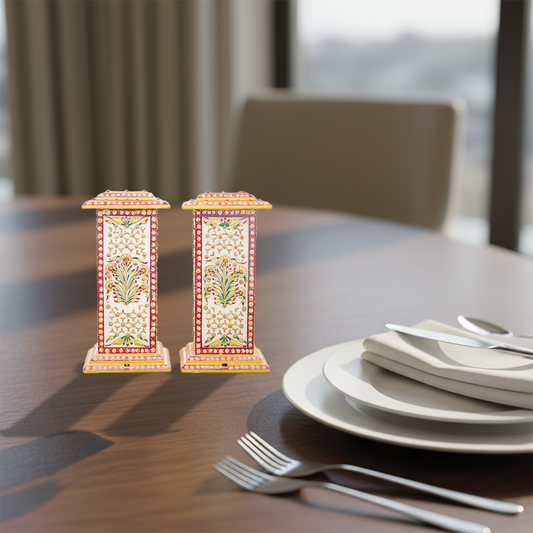 Designer Hand-Painted Marble Lamp Set