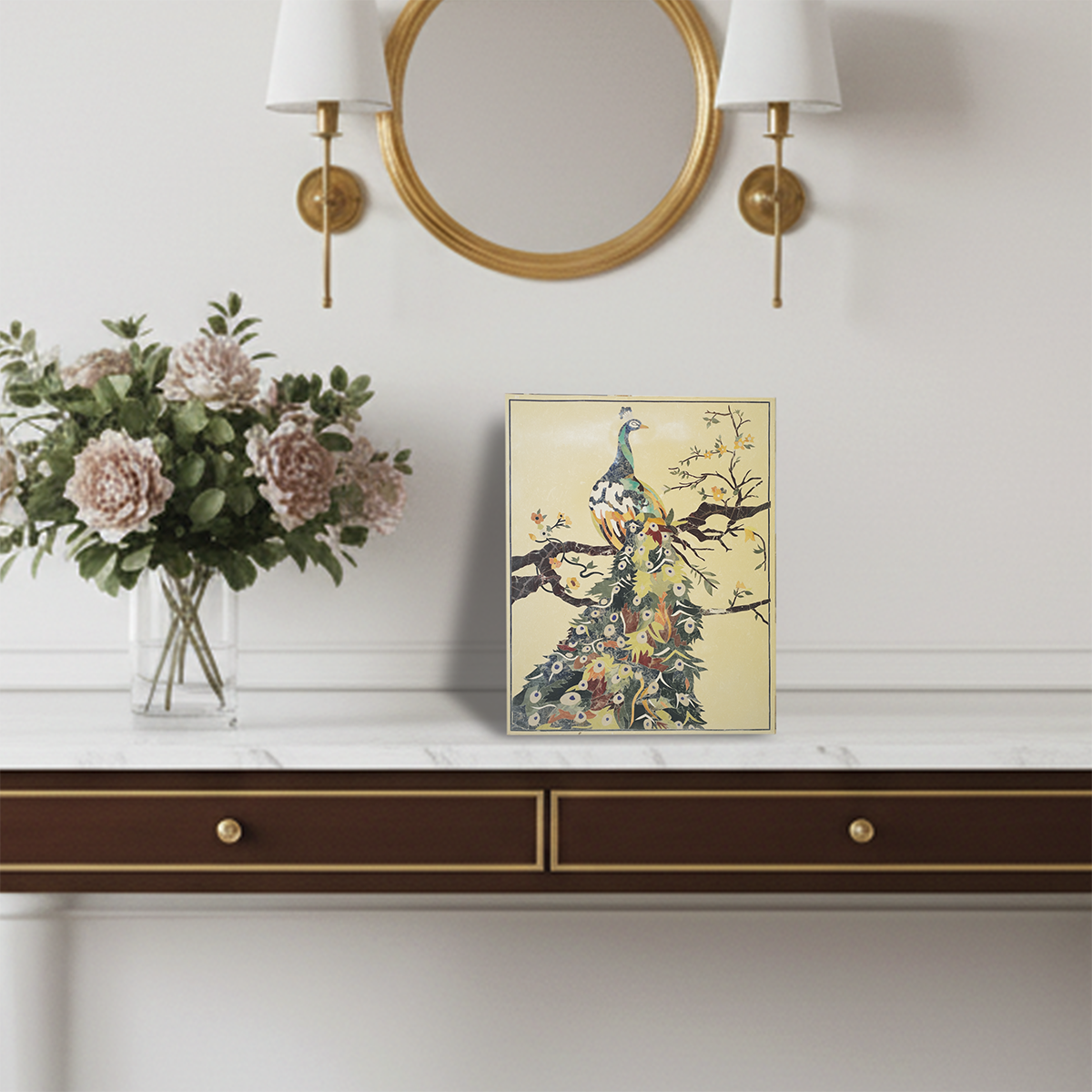 Inlay Peacock Wall Art (50 x 62 Inch)