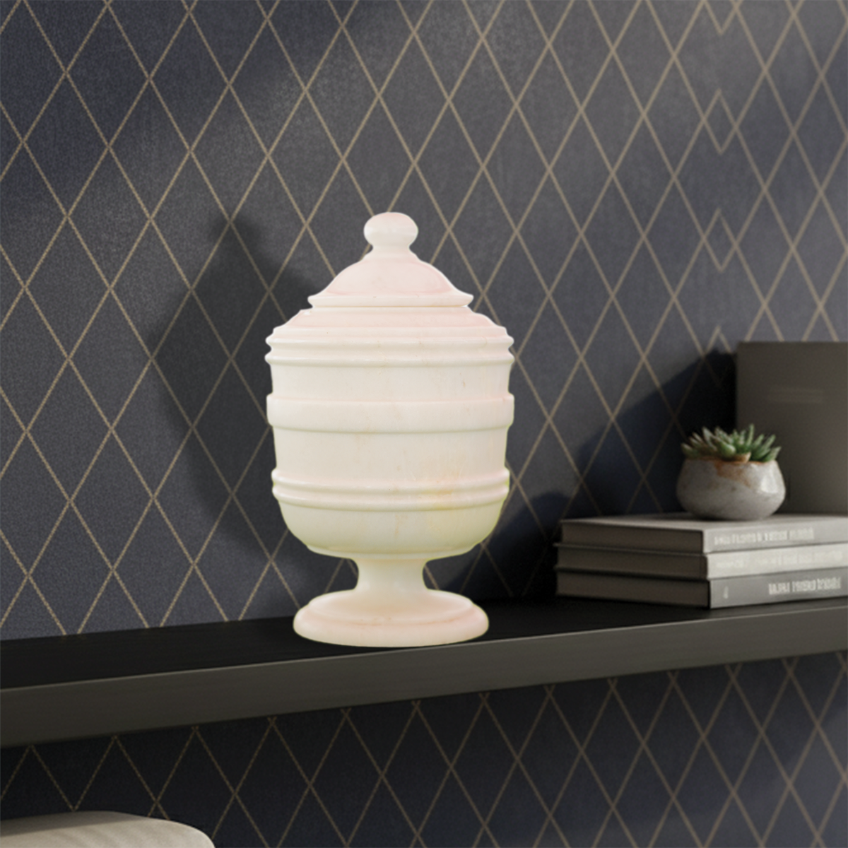 Premium Plain Marble Storage Jar (12 x 6 Inch)