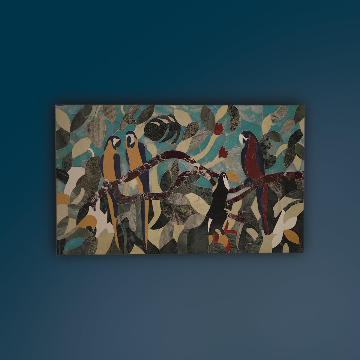 Wooden Well Panel with Jasper & Lapis Lazuli Inlay Work