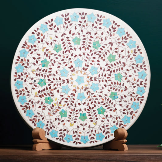 Elegant marble table top with fine inlay craftsmanship