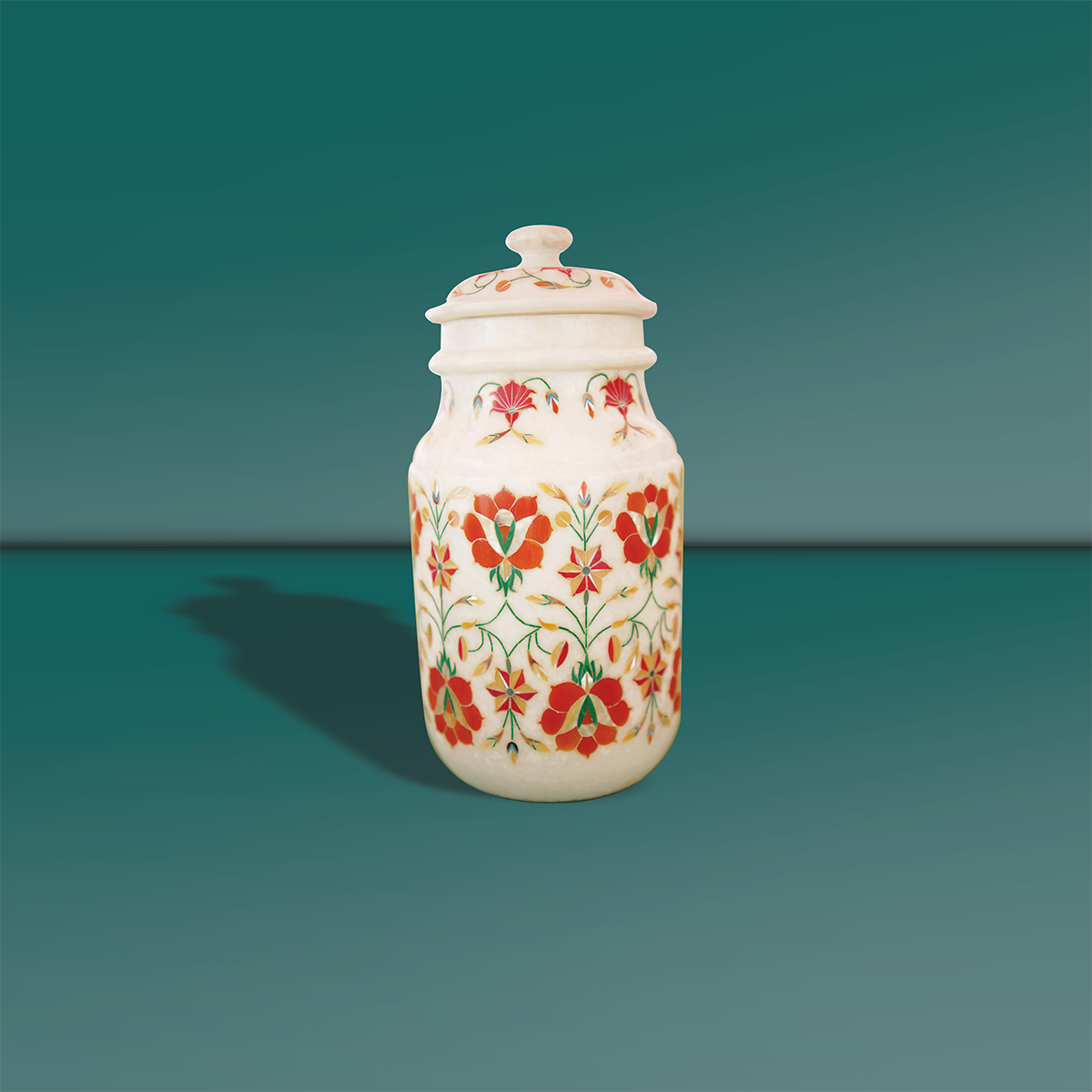 Luxury Gemstone Inlay Marble Jar