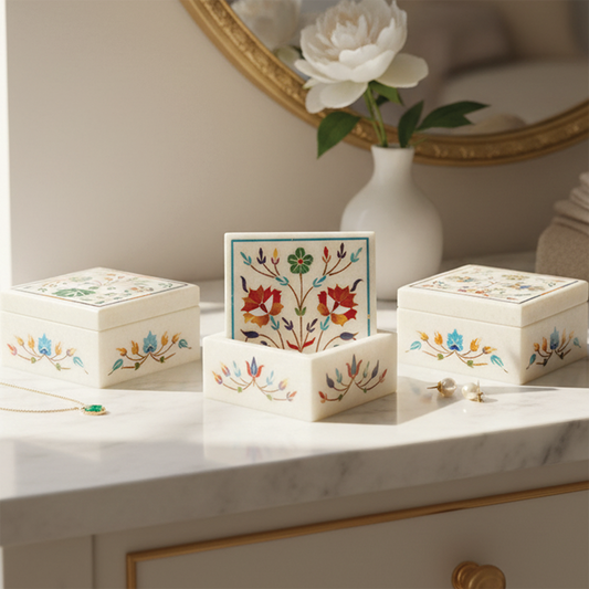 Marble Jewellery Box (Small – Floral Inlay)