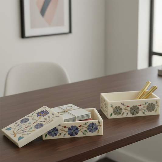 Marble Jewellery Box (Medium – Floral Inlay)