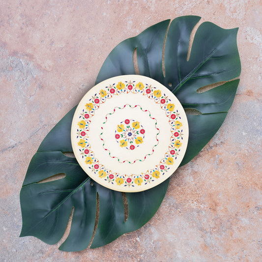 Hand-crafted marble table top with detailed inlay artwork